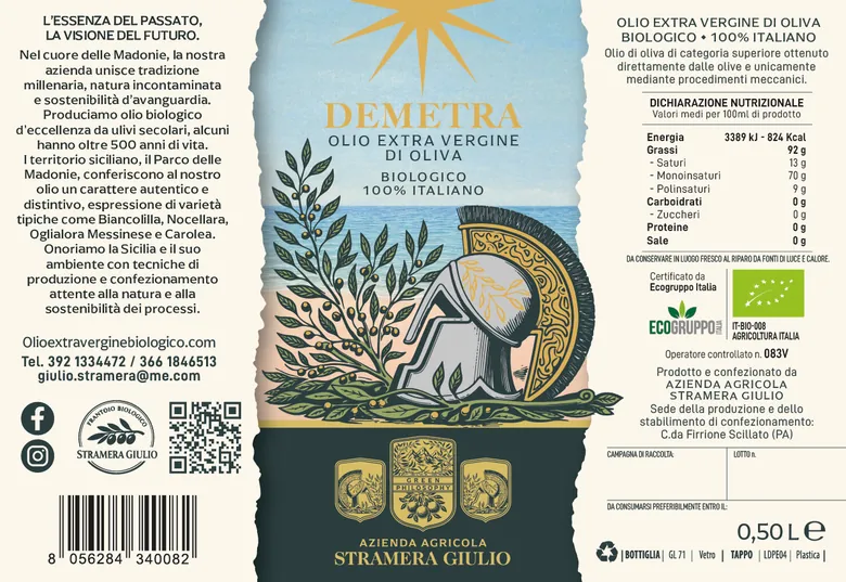 Etichetta Demetra formato 500 ml